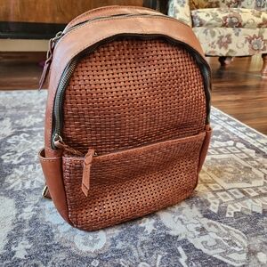 Patricia Nash Tan Leather Woven Backpack